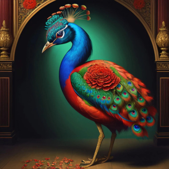 Peacock42 (PRT-9087-103609) - Canvas Art Print - 24in X 24in