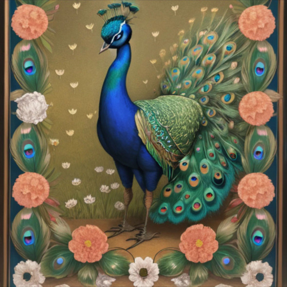 Peacock46 (PRT-9087-103614) - Canvas Art Print - 24in X 24in