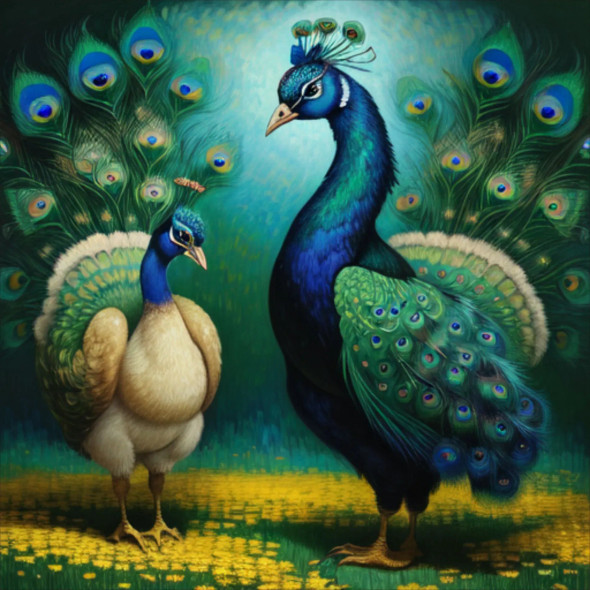 Peacock44 (PRT-9087-103612) - Canvas Art Print - 24in X 24in