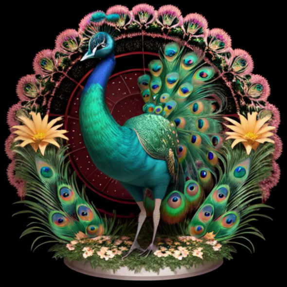 Peacock47 (PRT-9087-103615) - Canvas Art Print - 24in X 24in