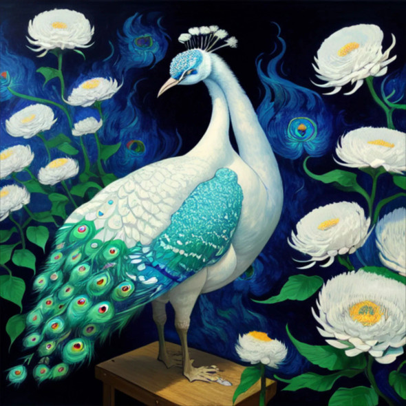 Peacock5 (PRT-9087-103537) - Canvas Art Print - 24in X 24in