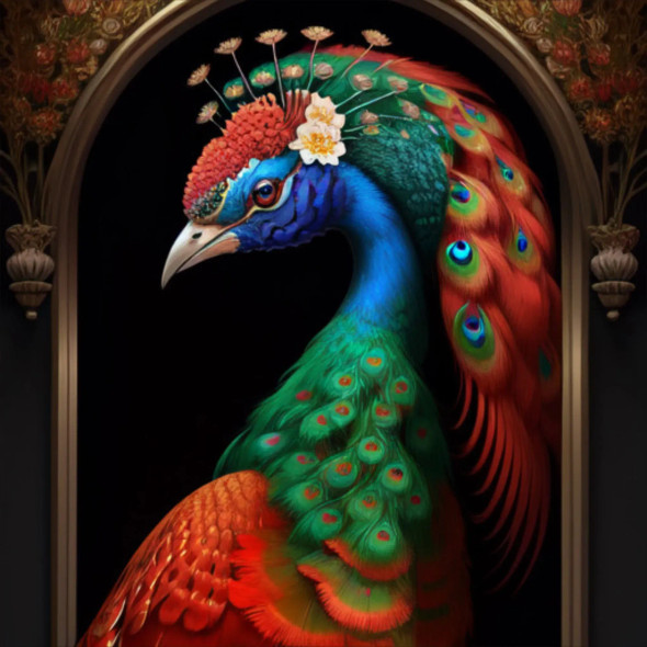 Peacock38 (PRT-9087-103605) - Canvas Art Print - 24in X 24in