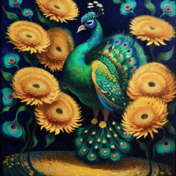 Peacock50 (PRT-9087-103618) - Canvas Art Print - 24in X 24in