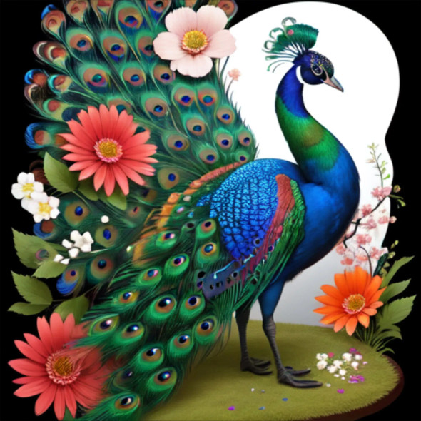 Peacock9 (PRT-9087-103573) - Canvas Art Print - 24in X 24in