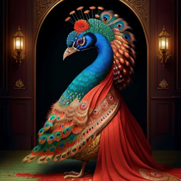 Peacock36 (PRT-9087-103603) - Canvas Art Print - 24in X 24in