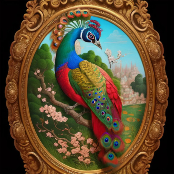 Peacock27 (PRT-9087-103594) - Canvas Art Print - 24in X 24in