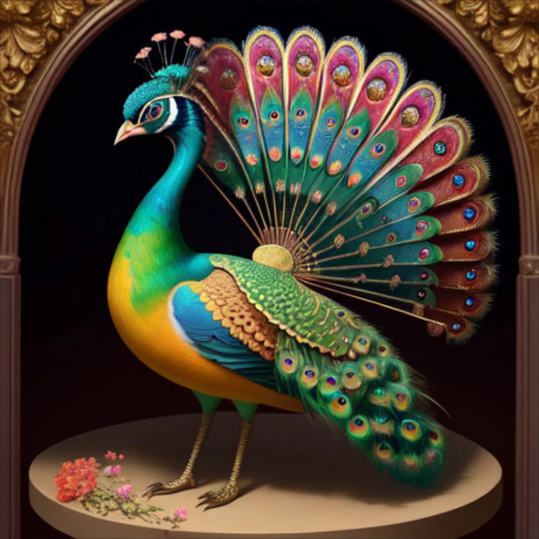 Peacock11 (PRT-9087-103577) - Canvas Art Print - 24in X 24in