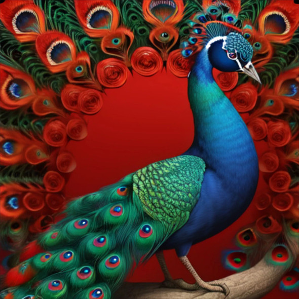 Peacock6 (PRT-9087-103538) - Canvas Art Print - 24in X 24in