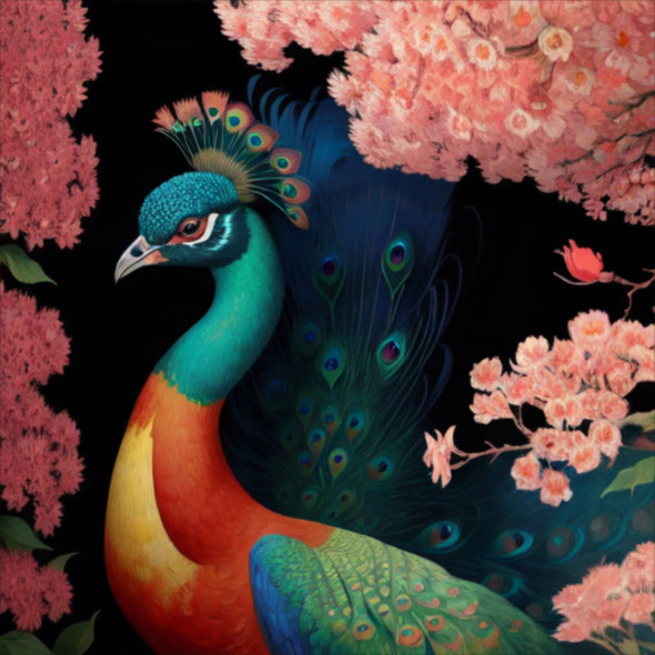 Peacock33 (PRT-9087-103600) - Canvas Art Print - 24in X 24in