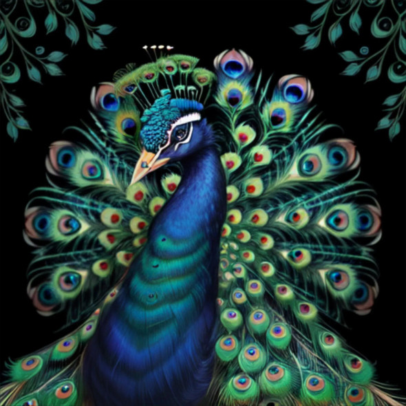 Peacock1 (PRT-9087-103533) - Canvas Art Print - 24in X 24in