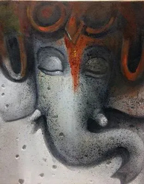 GANAPATI (ART-15797-103488) - Handpainted Art Painting - 16in X 20in