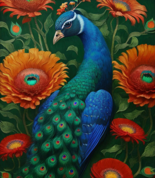Peacock4 (PRT-9087-103536) - Canvas Art Print - 21in X 24in