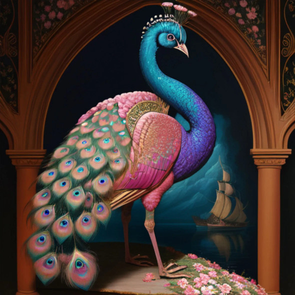 Peacock61 (PRT-9087-103637) - Canvas Art Print - 24in X 24in