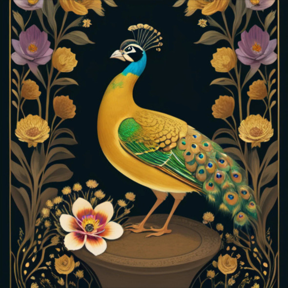 Peacock104 (PRT-9087-103680) - Canvas Art Print - 24in X 24in