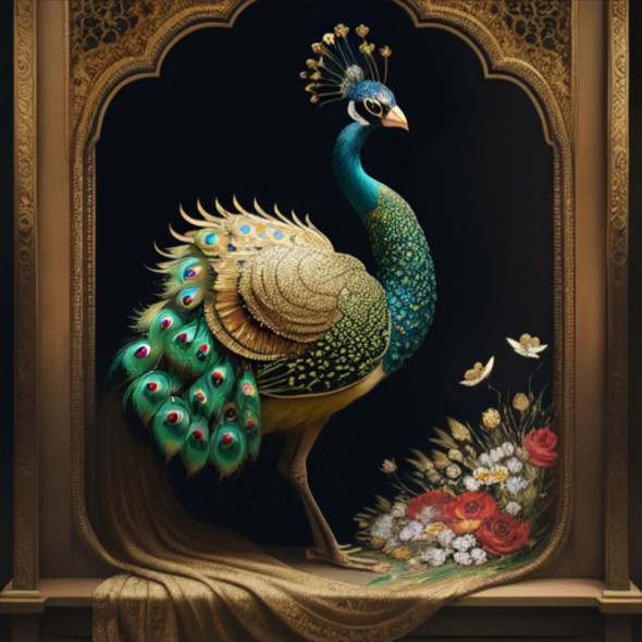 Peacock86 (PRT-9087-103662) - Canvas Art Print - 24in X 24in