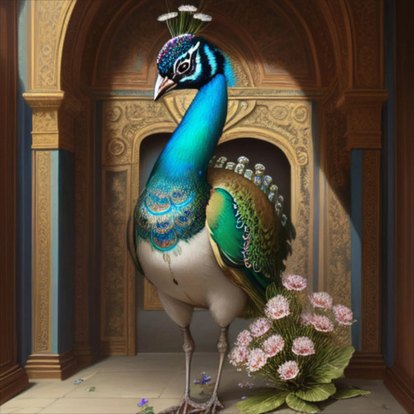 Peacock81 (PRT-9087-103657) - Canvas Art Print - 24in X 24in