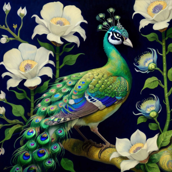 Peacock76 (PRT-9087-103652) - Canvas Art Print - 24in X 24in