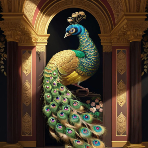 Peacock85 (PRT-9087-103661) - Canvas Art Print - 24in X 24in