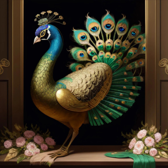 Peacock91 (PRT-9087-103667) - Canvas Art Print - 24in X 24in
