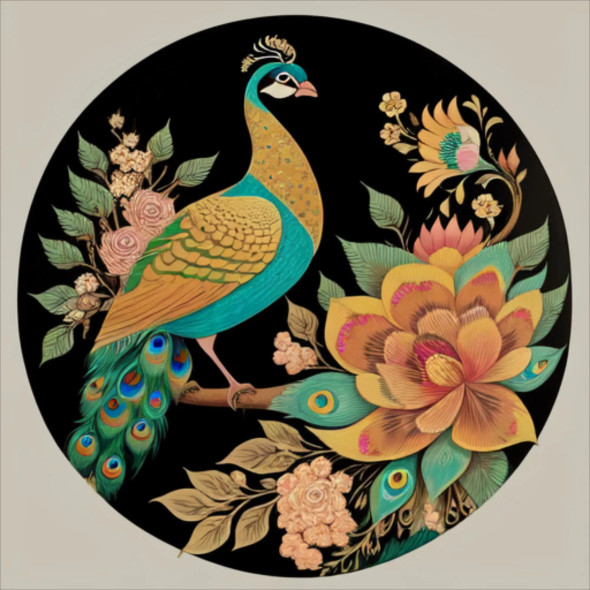 Peacock107 (PRT-9087-103683) - Canvas Art Print - 24in X 24in