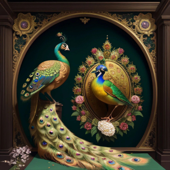 Peacock87 (PRT-9087-103663) - Canvas Art Print - 24in X 24in