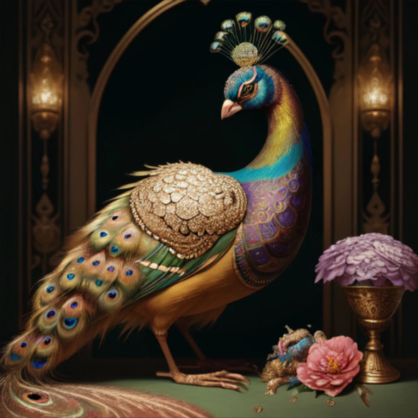 Peacock84 (PRT-9087-103660) - Canvas Art Print - 24in X 24in