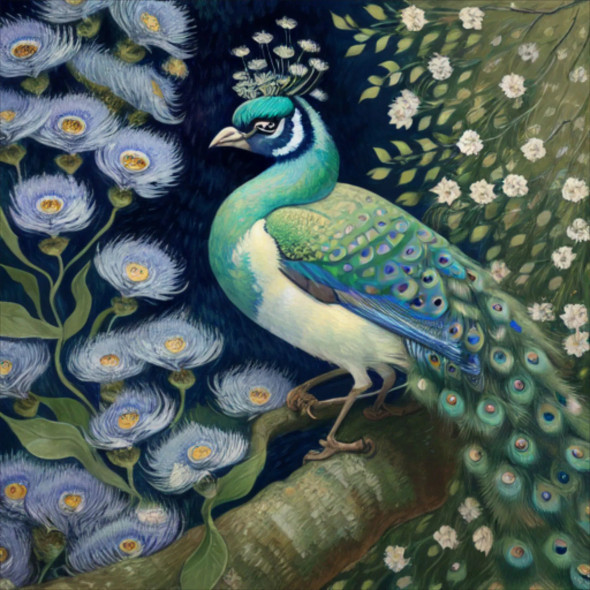 Peacock75 (PRT-9087-103651) - Canvas Art Print - 24in X 24in