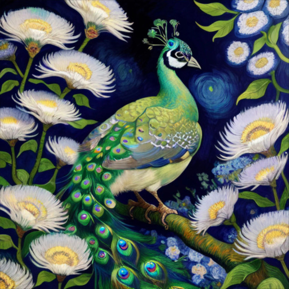 Peacock77 (PRT-9087-103653) - Canvas Art Print - 24in X 24in