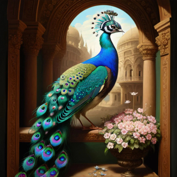 Peacock82 (PRT-9087-103658) - Canvas Art Print - 24in X 24in