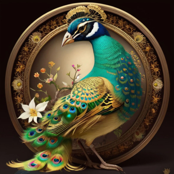 Peacock92 (PRT-9087-103668) - Canvas Art Print - 24in X 24in