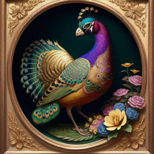 Peacock95 (PRT-9087-103671) - Canvas Art Print - 24in X 24in