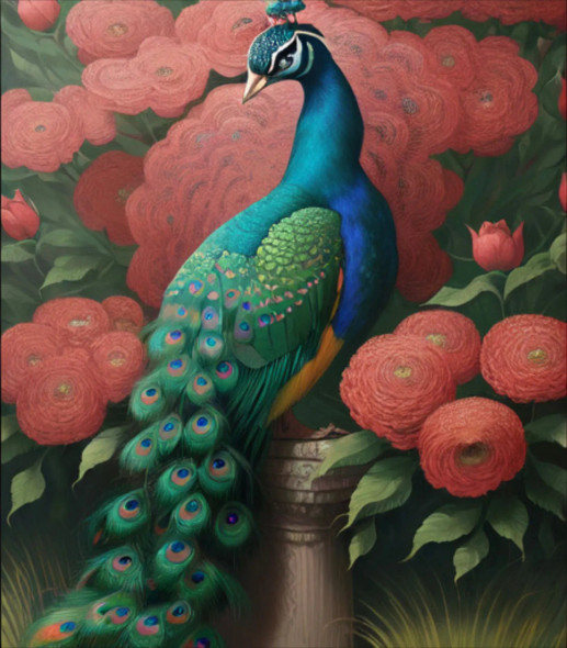 Peacock17 (PRT-9087-103584) - Canvas Art Print - 21in X 24in