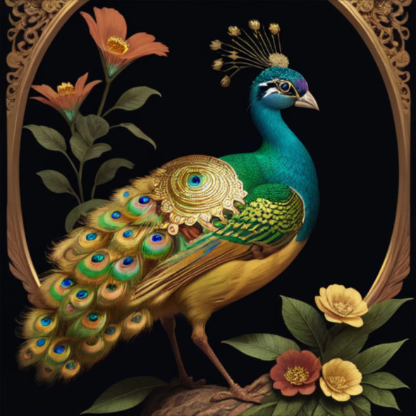 Peacock94 (PRT-9087-103670) - Canvas Art Print - 24in X 24in