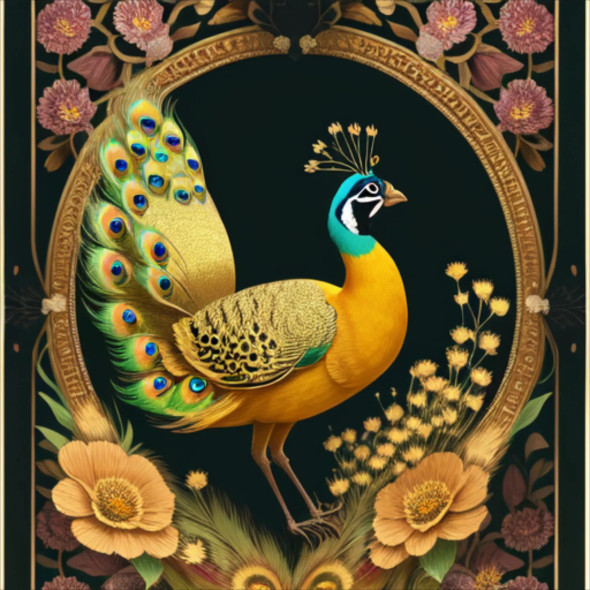 Peacock103 (PRT-9087-103679) - Canvas Art Print - 24in X 24in