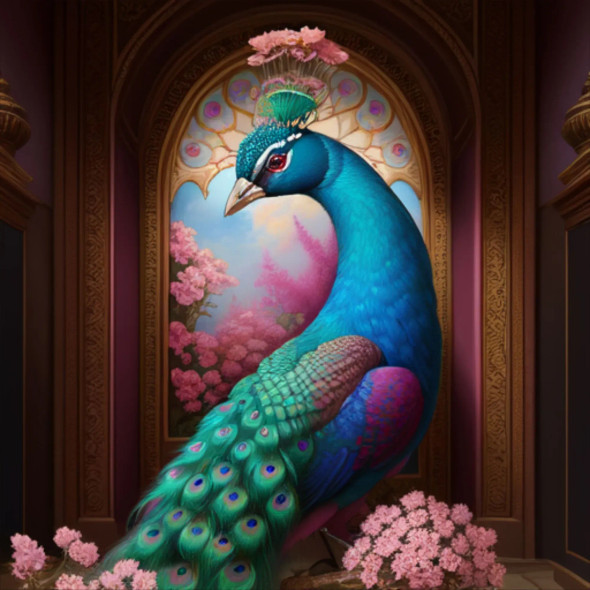 Peacock54 (PRT-9087-103630) - Canvas Art Print - 24in X 24in