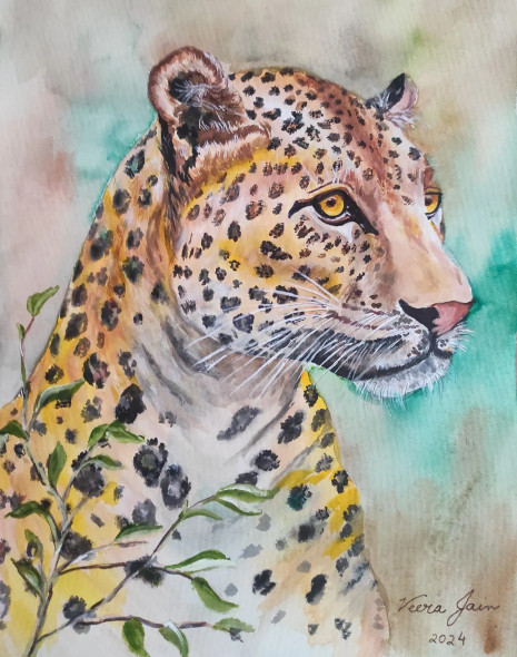 The Royal Gaze (ART-3827-103701) - Handpainted Art Painting - 12in X 16in