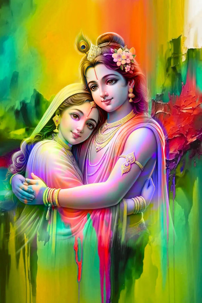 Radha Krishna 04 (PRT-15659-103734) - Canvas Art Print - 16in X 24in