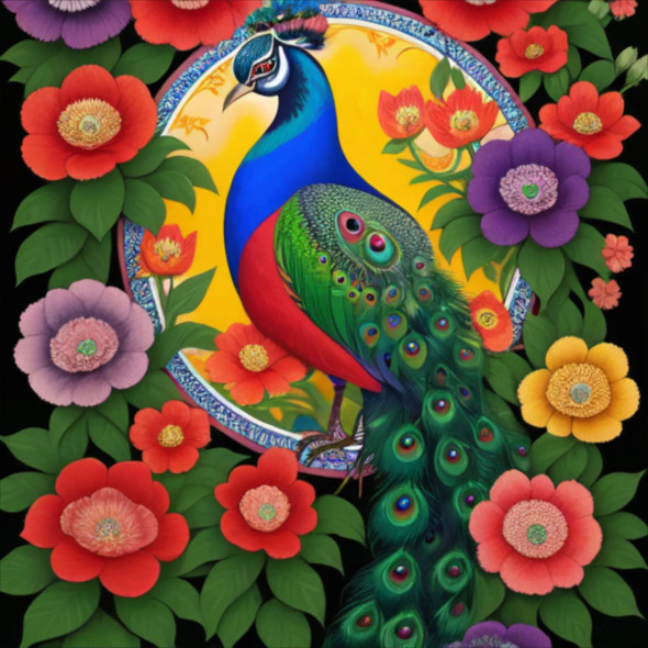 Peacock158 (PRT-9087-103811) - Canvas Art Print - 24in X 24in