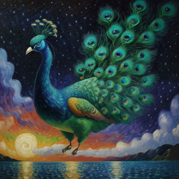 Peacock160 (PRT-9087-103813) - Canvas Art Print - 24in X 24in