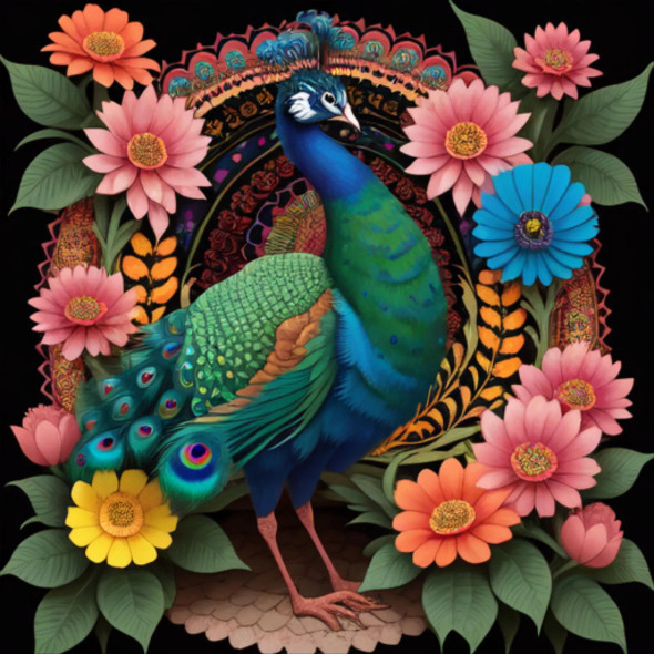 Peacock143 (PRT-9087-103796) - Canvas Art Print - 24in X 24in
