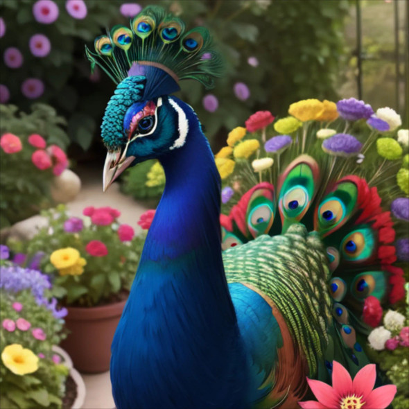 Peacock119 (PRT-9087-103772) - Canvas Art Print - 24in X 24in