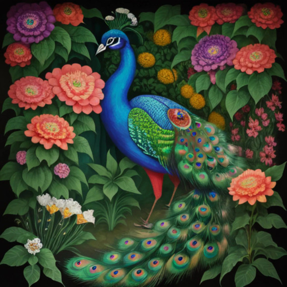Peacock153 (PRT-9087-103806) - Canvas Art Print - 24in X 24in