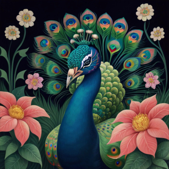 Peacock151 (PRT-9087-103804) - Canvas Art Print - 24in X 24in