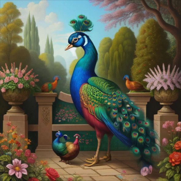 Peacock129 (PRT-9087-103782) - Canvas Art Print - 24in X 24in