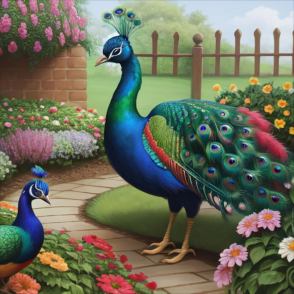Peacock122 (PRT-9087-103775) - Canvas Art Print - 24in X 24in