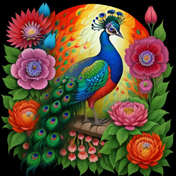 Peacock148 (PRT-9087-103801) - Canvas Art Print - 24in X 24in