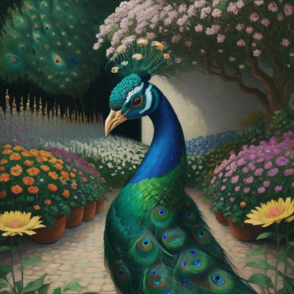 Peacock152 (PRT-9087-103805) - Canvas Art Print - 24in X 24in