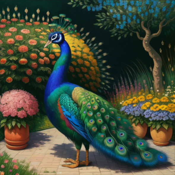 Peacock137 (PRT-9087-103790) - Canvas Art Print - 24in X 24in