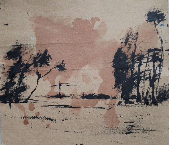 Landscape No 64 (ART-8091-103836) - Handpainted Art Painting - 11in X 10in