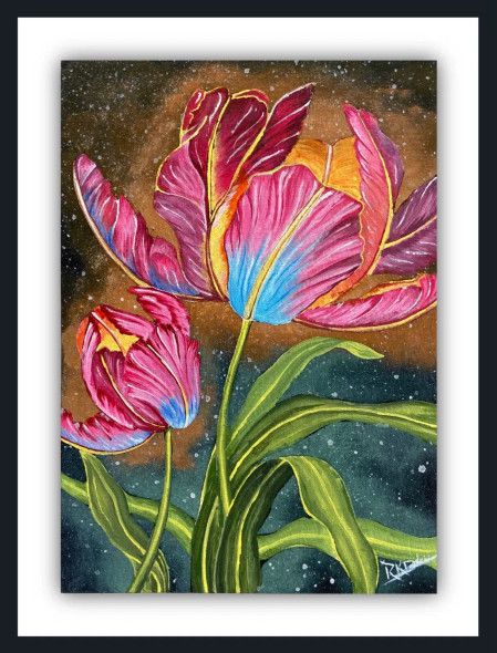 The Midnight Garden (ART-15862-103953) - Handpainted Art Painting - 10in X 14in